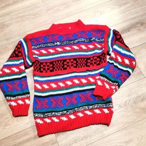Vintage Fun Abstract Knit Sweater 80s Pullover